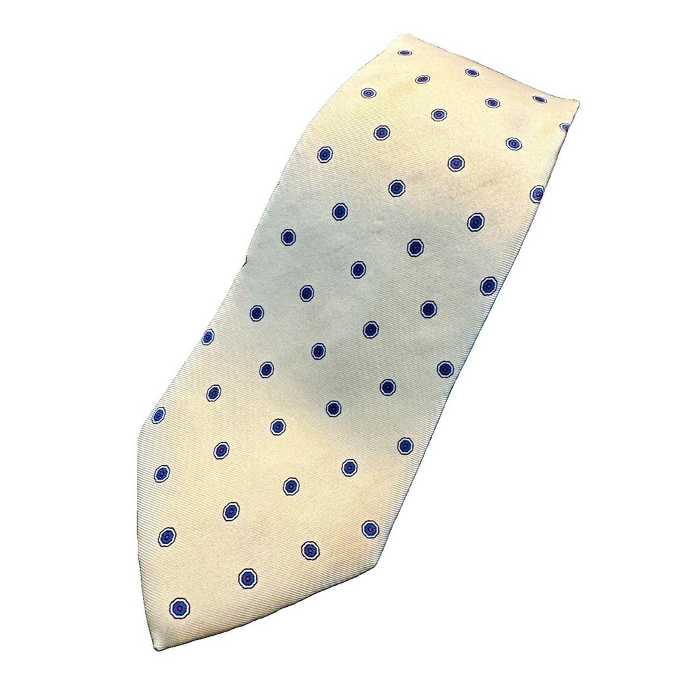 Vintage Christian Dior Monsieur Silk Tie Yellow Foulard Made USA 80s Preppy